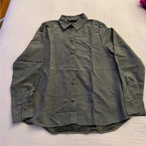 Zara Olive suede Button-Up Shirt